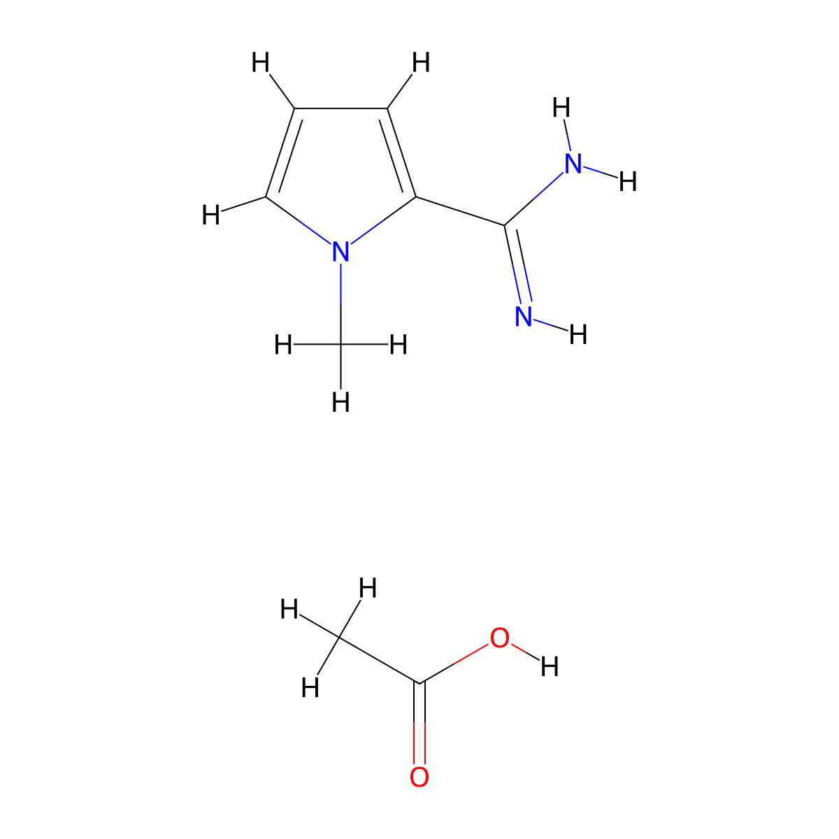 1-methyl-1H-pyrrole-2-carboximidamide,aceticacid molecular structure, CAS 2613381-63-6