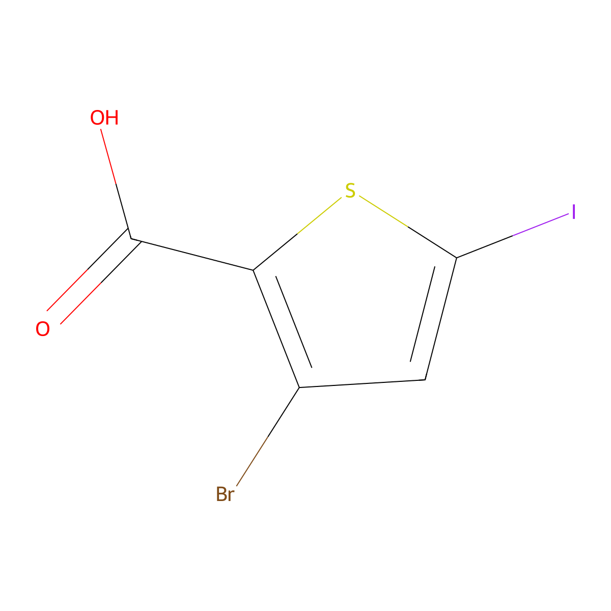 3-Bromo-5-iodothiophene-2-carboxylic acid molecular structure, CAS 2613381-64-7