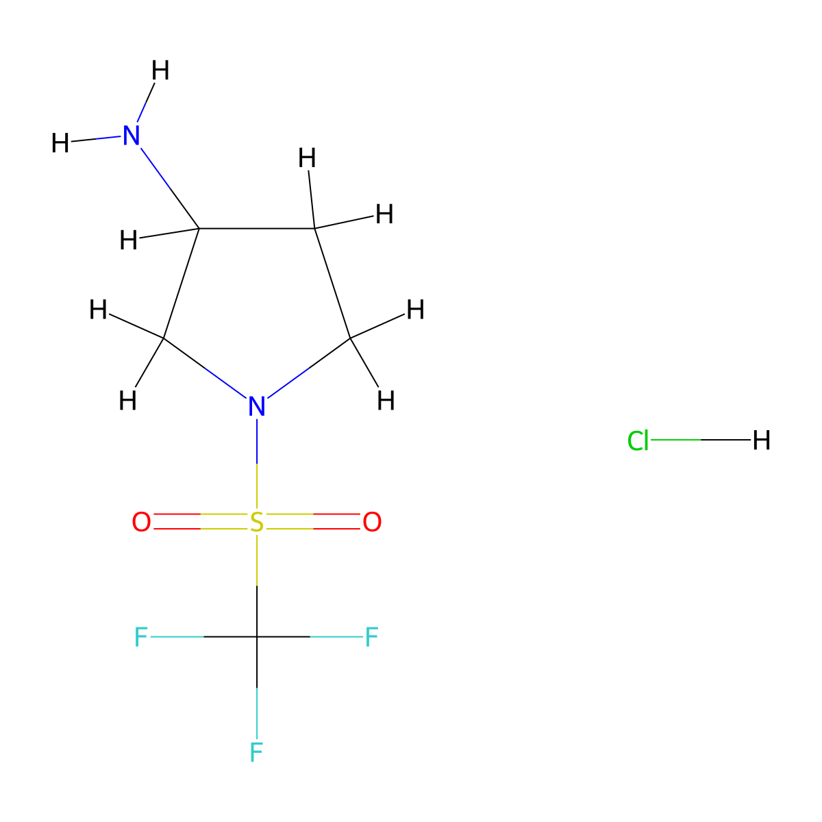 1-Trifluoromethanesulfonylpyrrolidin-3-aminehydrochloride molecular structure, CAS 2613381-69-2