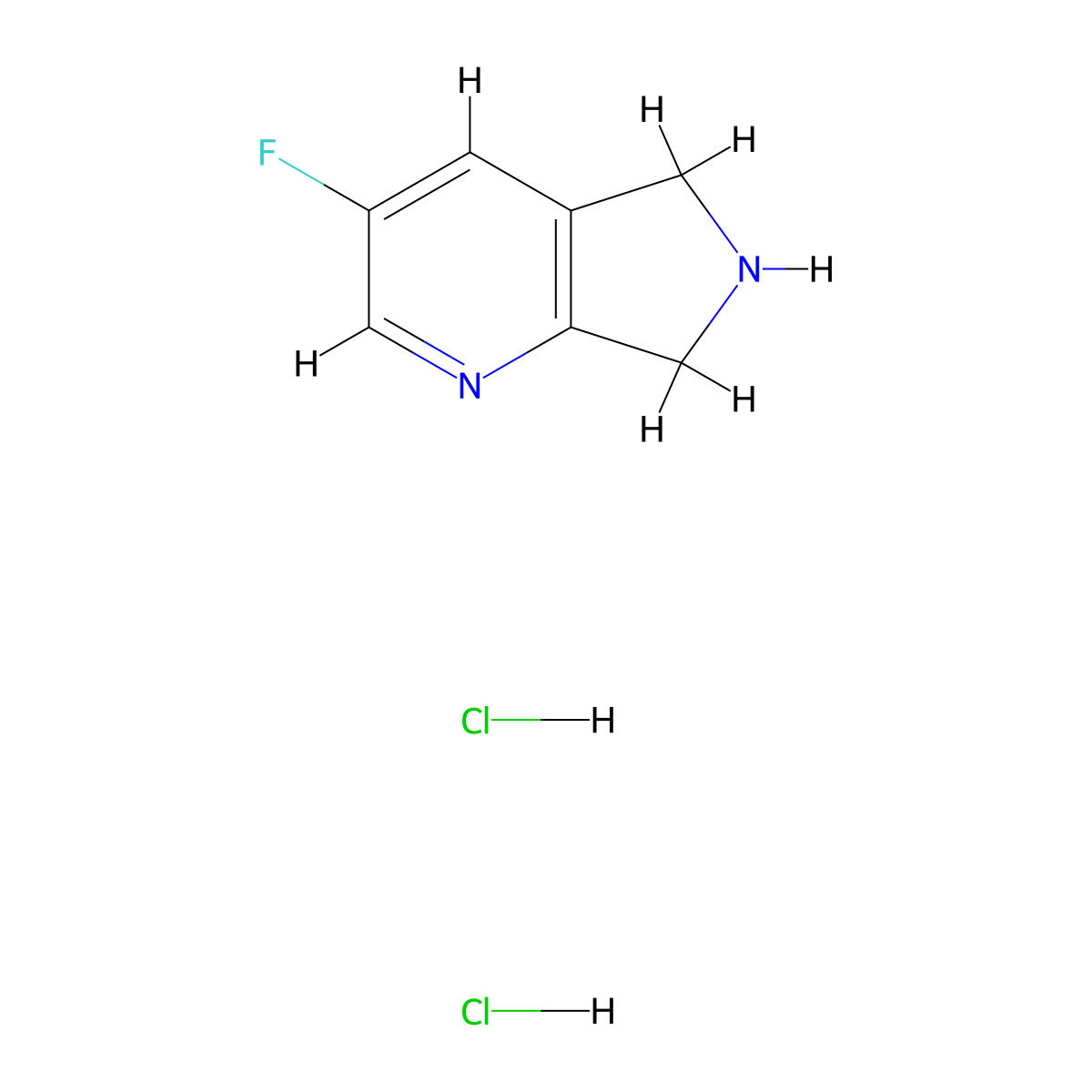 3-Fluoro-6,7-dihydro-5H-pyrrolo[3,4-b]pyridine dihydrochloride molecular structure, CAS 2613381-76-1