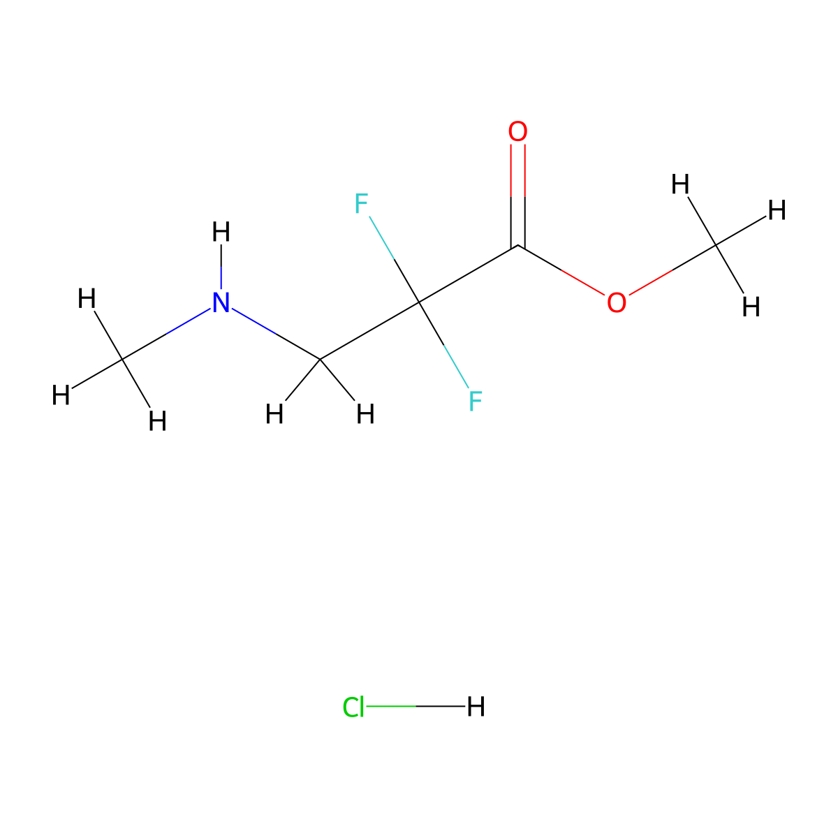 Methyl2,2-difluoro-3-(methylamino)propanoatehydrochloride molecular structure, CAS 2613381-78-3