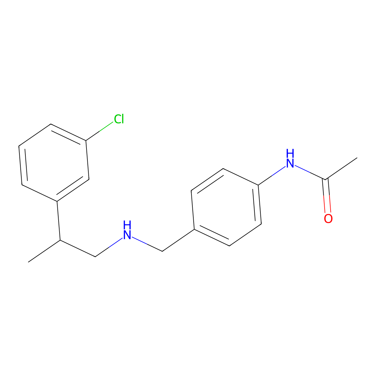 N-[4-({[2-(3-chlorophenyl)propyl]amino}methyl)phenyl]acetamide molecular structure, CAS 2613381-79-4