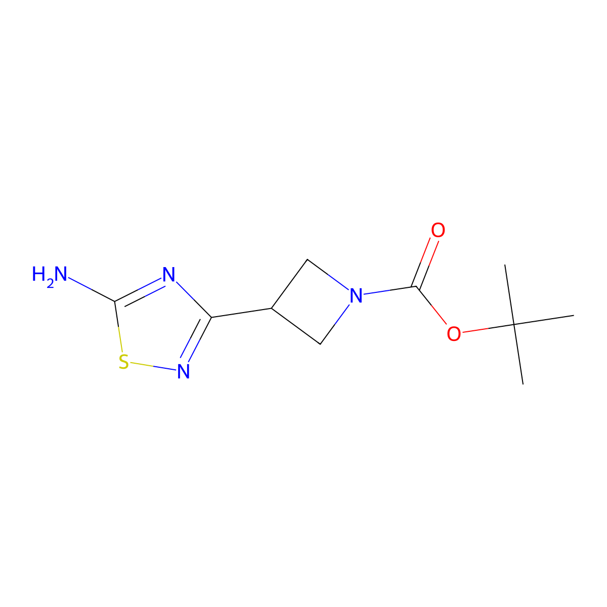Tert-butyl 3-(5-amino-1,2,4-thiadiazol-3-yl)azetidine-1-carboxylate molecular structure, CAS 2613381-89-6