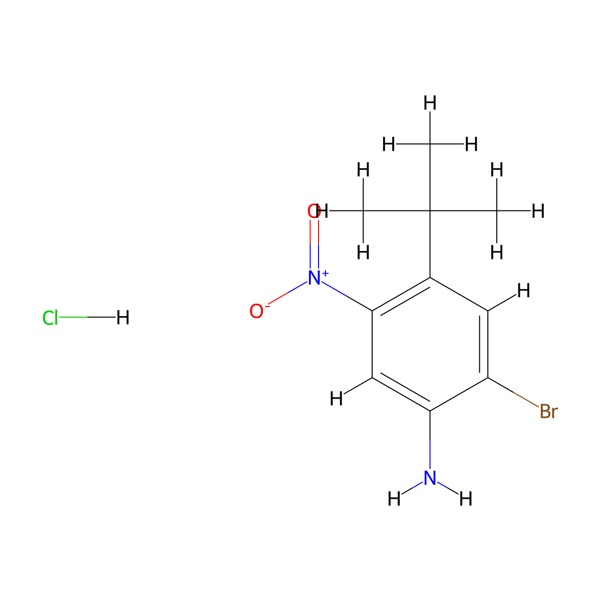 2-Bromo-4-tert-butyl-5-nitroanilinehydrochloride molecular structure, CAS 2613381-99-8