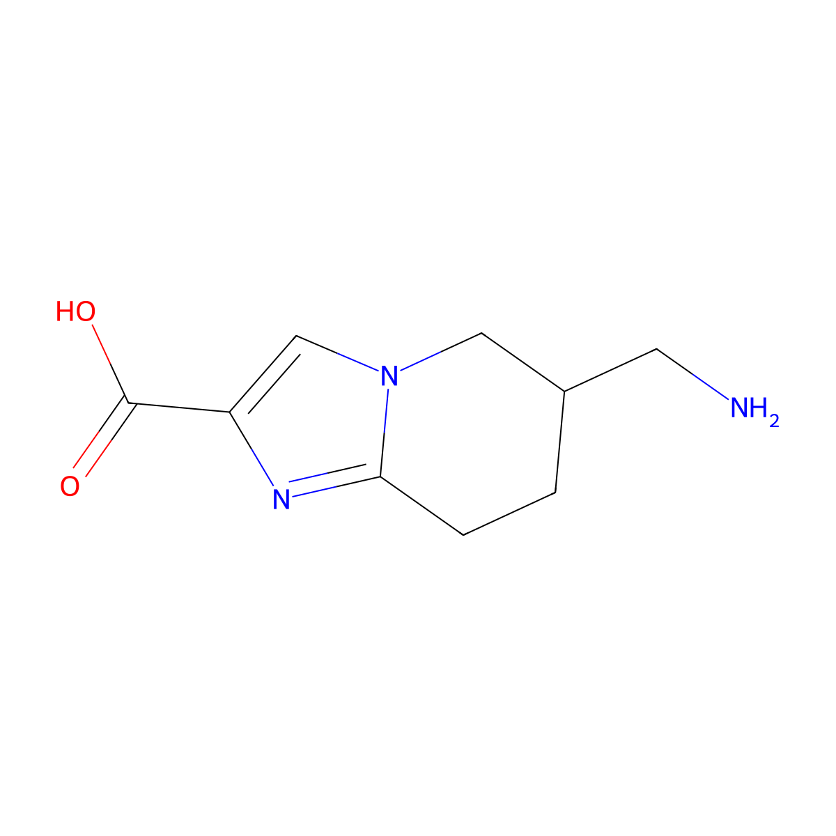 6-(aminomethyl)-5H,6H,7H,8H-imidazo[1,2-a]pyridine-2-carboxylic acid molecular structure, CAS 2613382-00-4