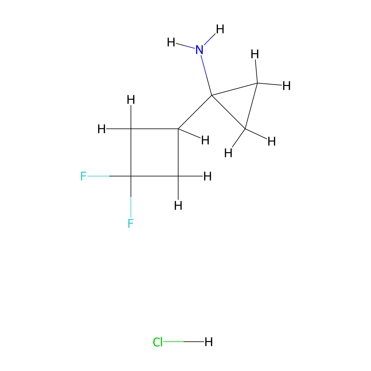 1-(3,3-Difluorocyclobutyl)cyclopropan-1-amine hydrochloride molecular structure, CAS 2613382-02-6