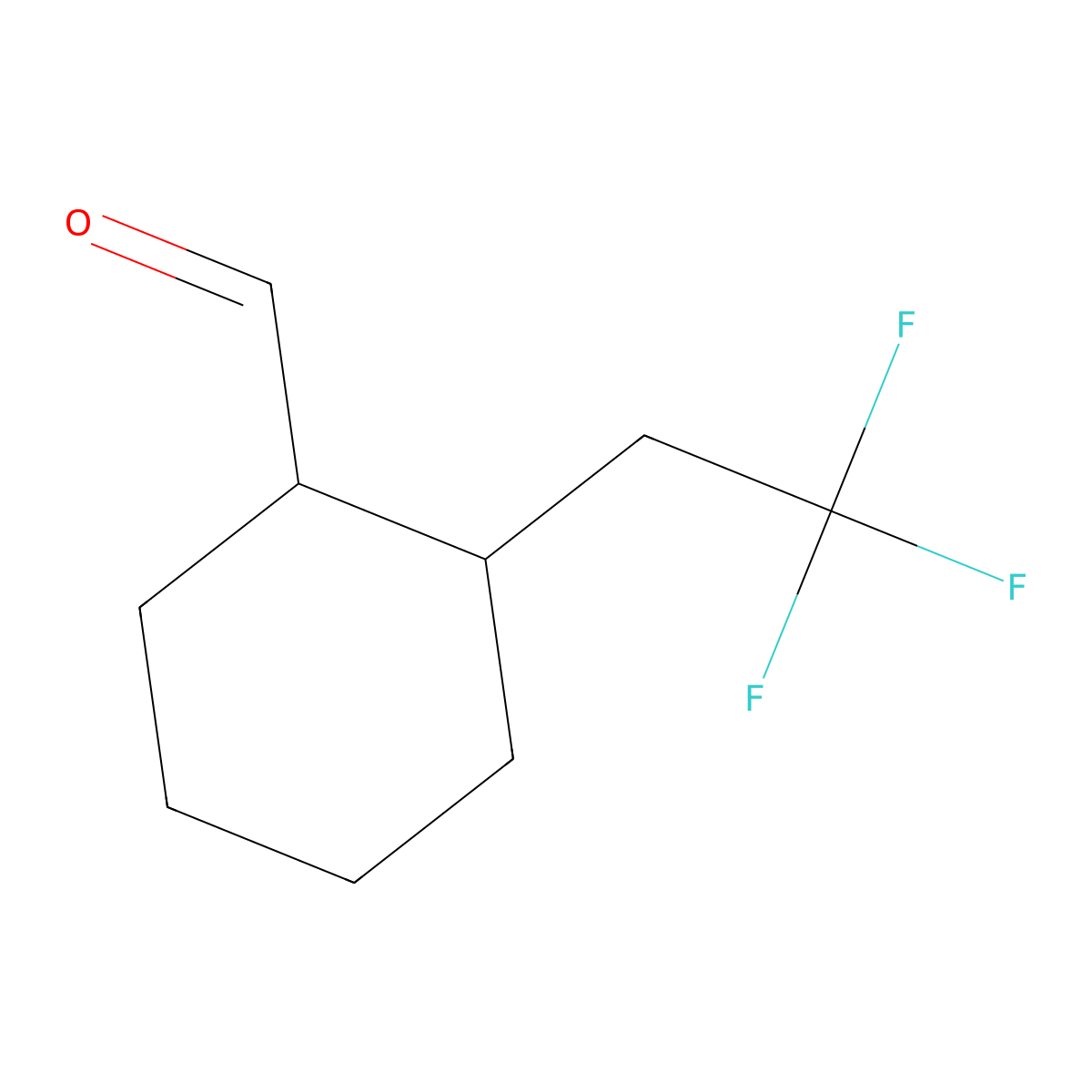 2-(2,2,2-Trifluoroethyl)cyclohexane-1-carbaldehyde molecular structure, CAS 2613382-06-0
