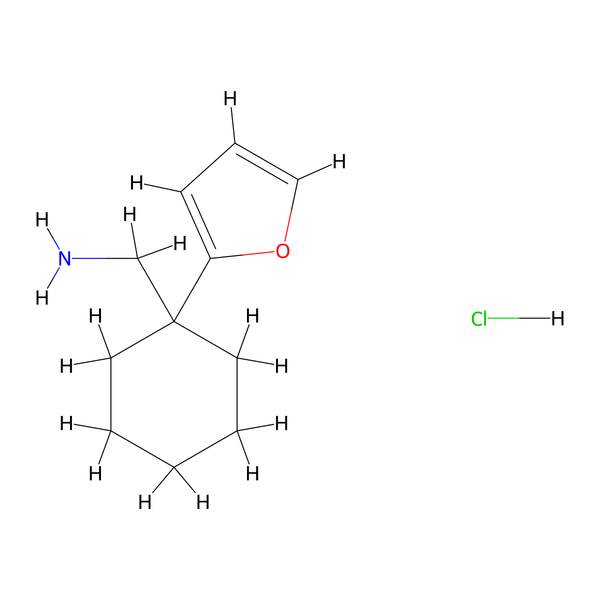 1-[1-(Furan-2-yl)cyclohexyl]methanamine hydrochloride molecular structure, CAS 2613382-11-7