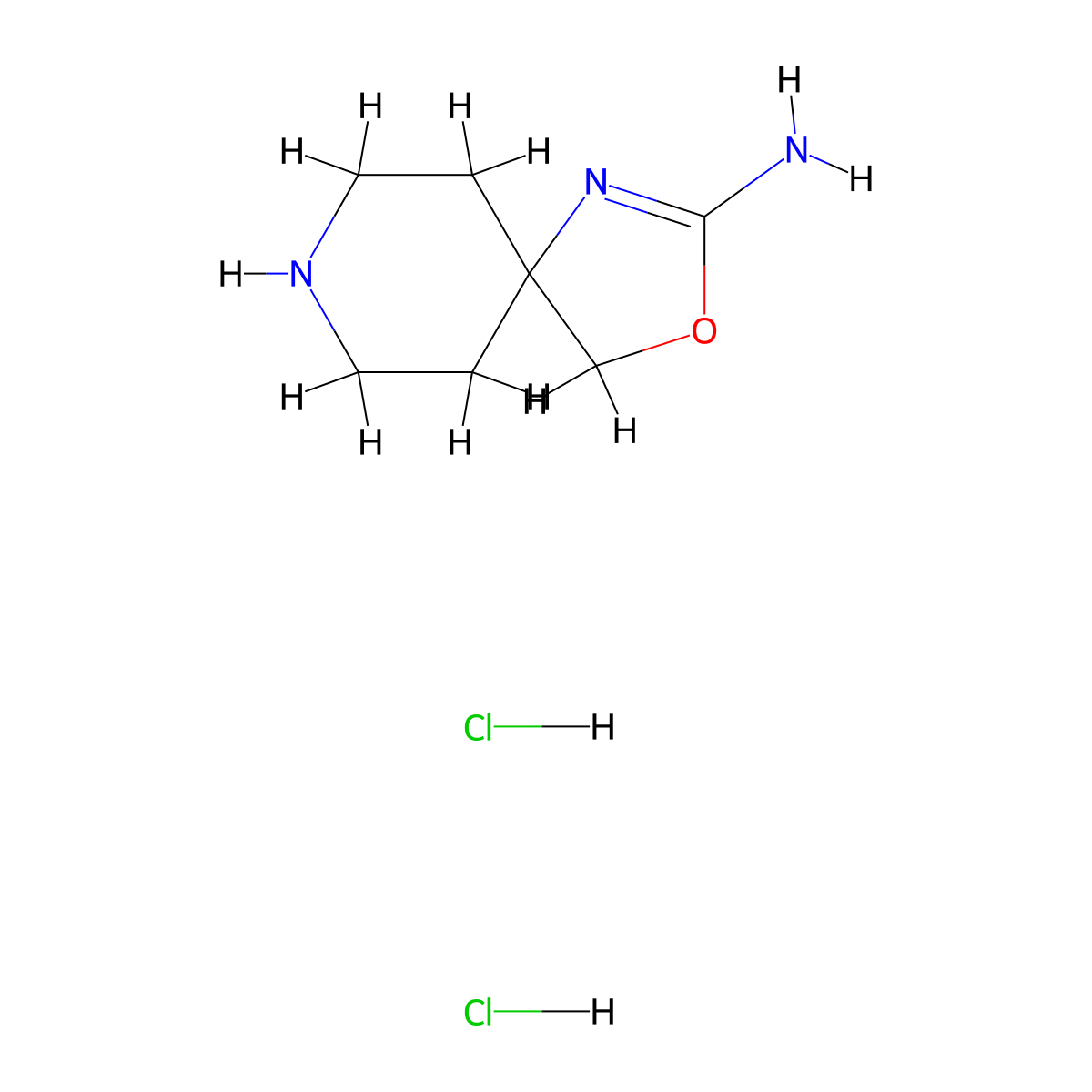 3-Oxa-1,8-diazaspiro[4.5]dec-1-en-2-amine dihydrochloride molecular structure, CAS 2613382-21-9