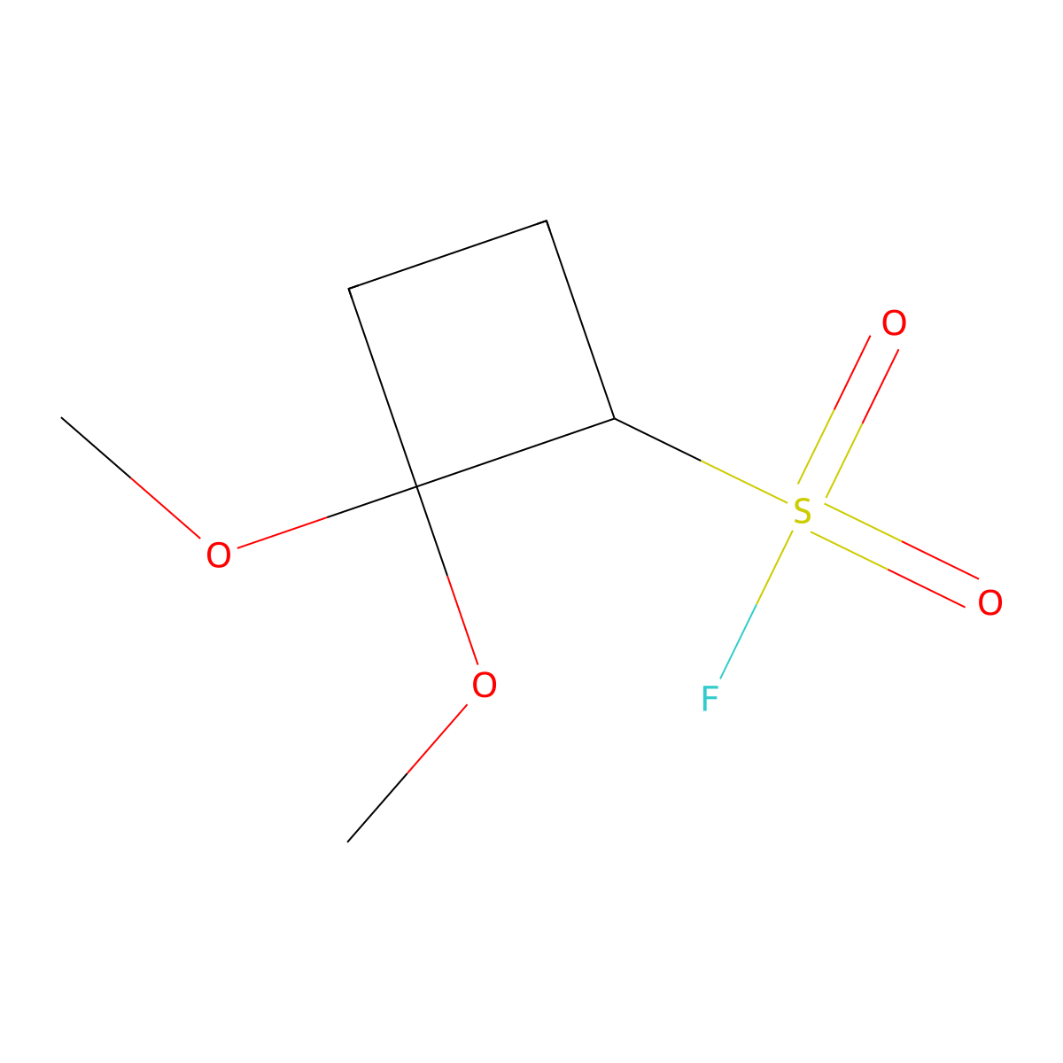 2,2-Dimethoxycyclobutane-1-sulfonyl fluoride molecular structure, CAS 2613382-23-1