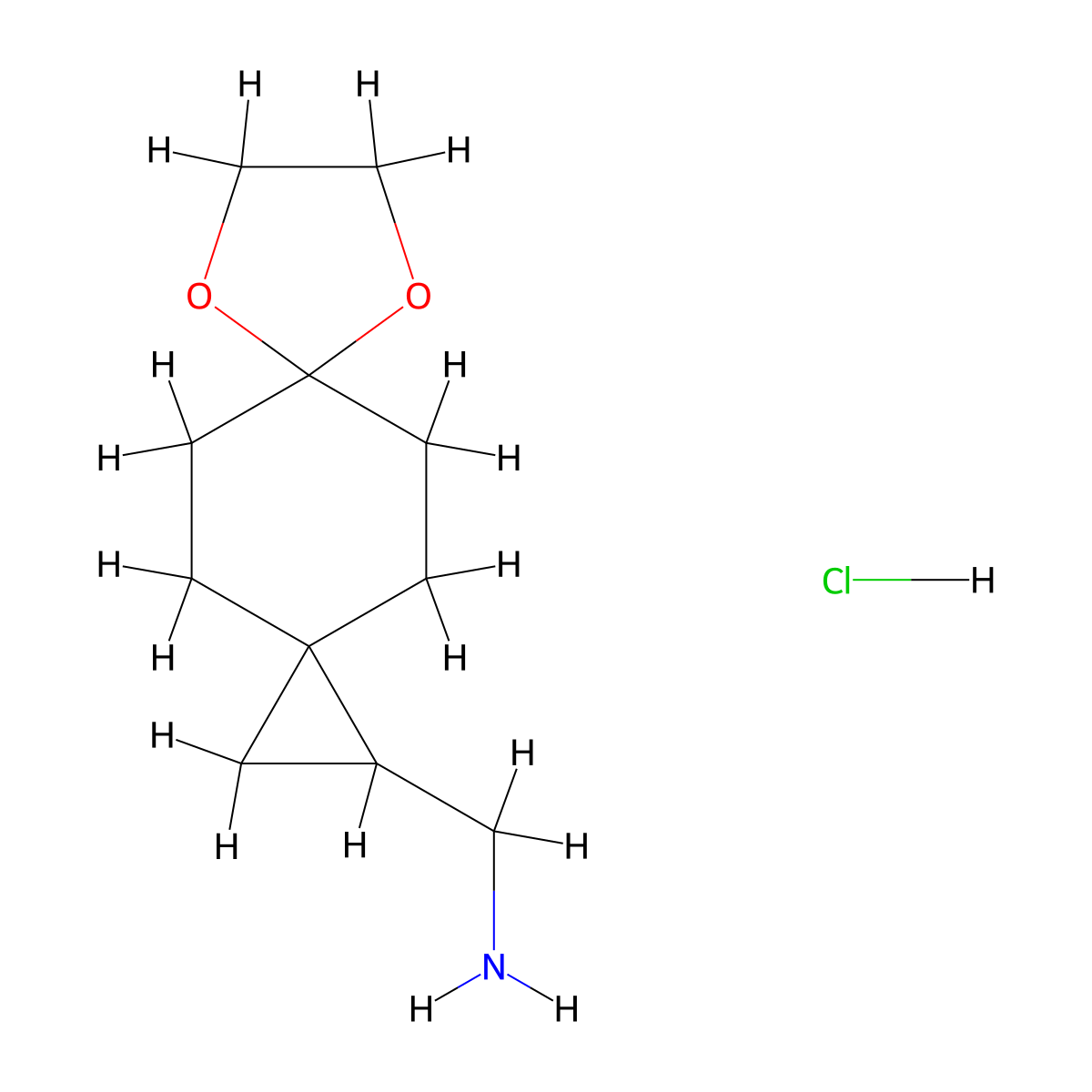 1-{7,10-Dioxadispiro[2.2.4^{6}.2^{3}]dodecan-1-yl}methanaminehydrochloride molecular structure, CAS 2613382-24-2