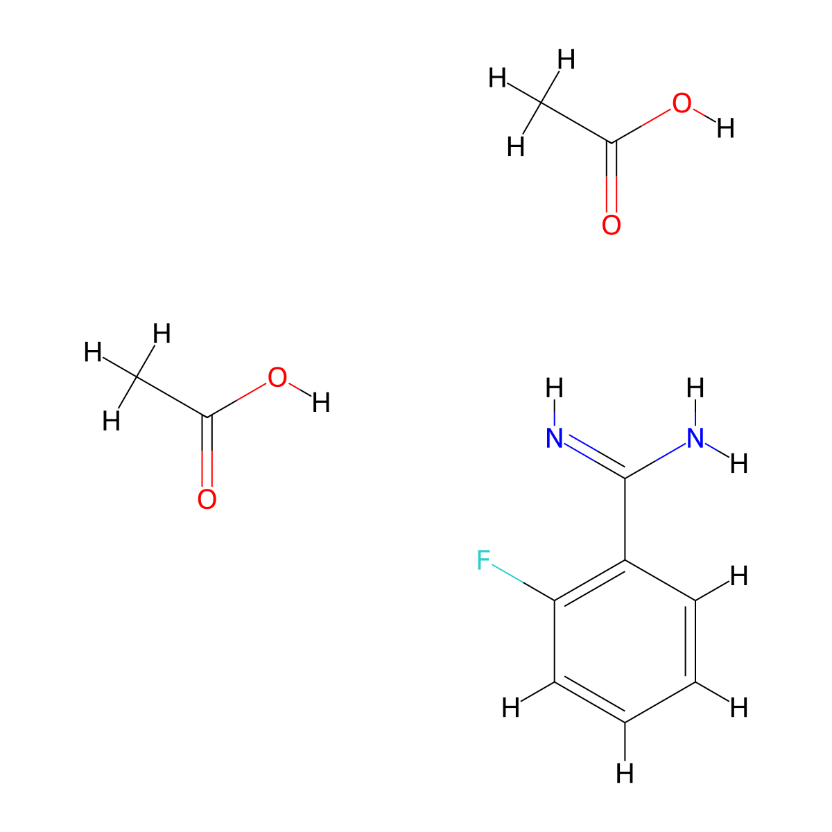 2-Fluorobenzene-1-carboximidamide; bis(acetic acid) molecular structure, CAS 2613382-35-5