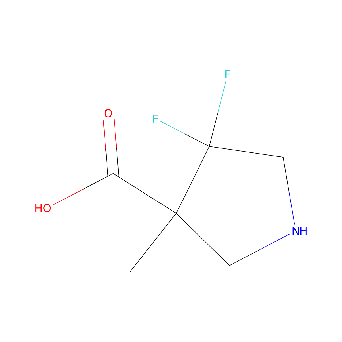 4,4-Difluoro-3-methylpyrrolidine-3-carboxylic acid molecular structure, CAS 2613382-54-8