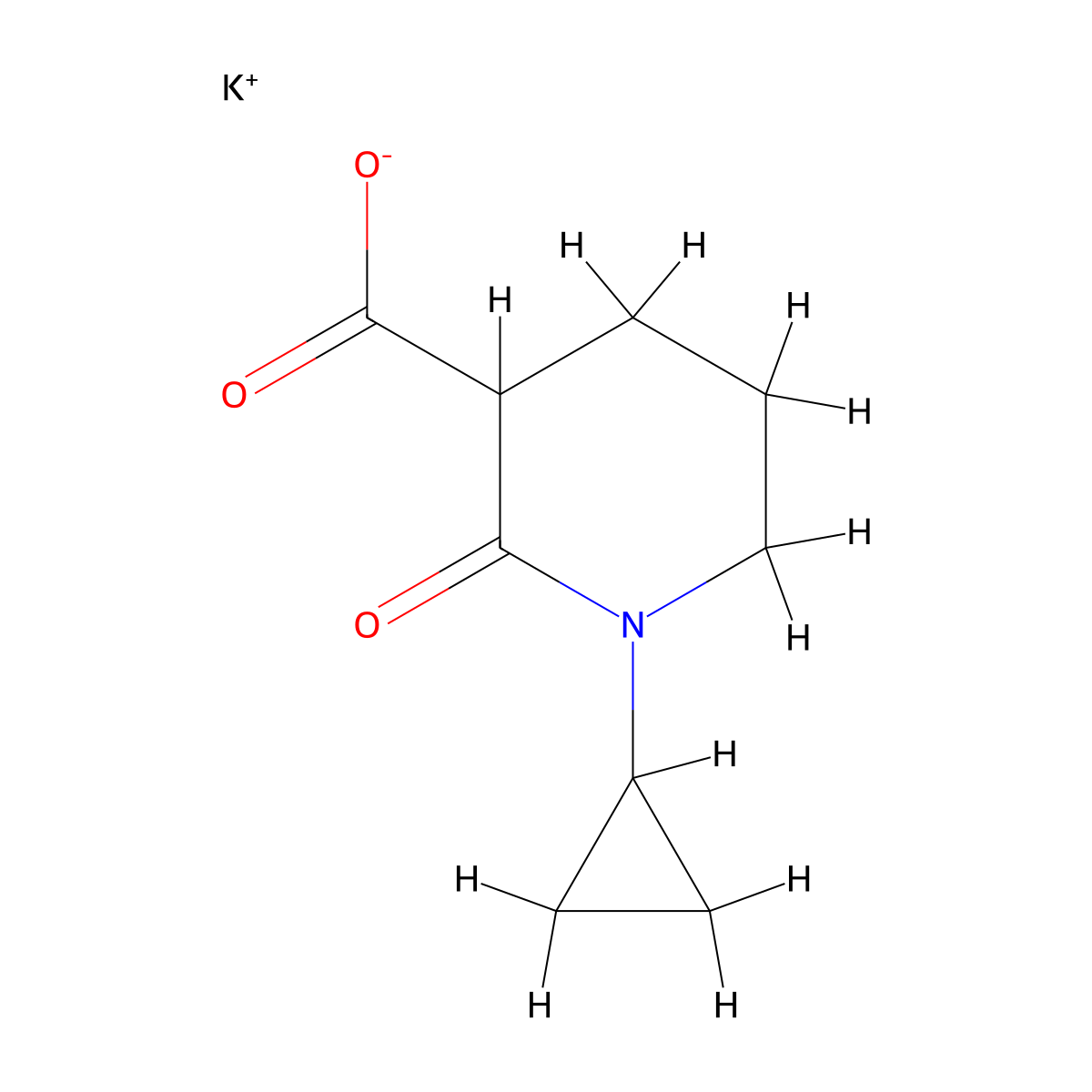 Potassium 1-cyclopropyl-2-oxopiperidine-3-carboxylate molecular structure, CAS 2613382-62-8