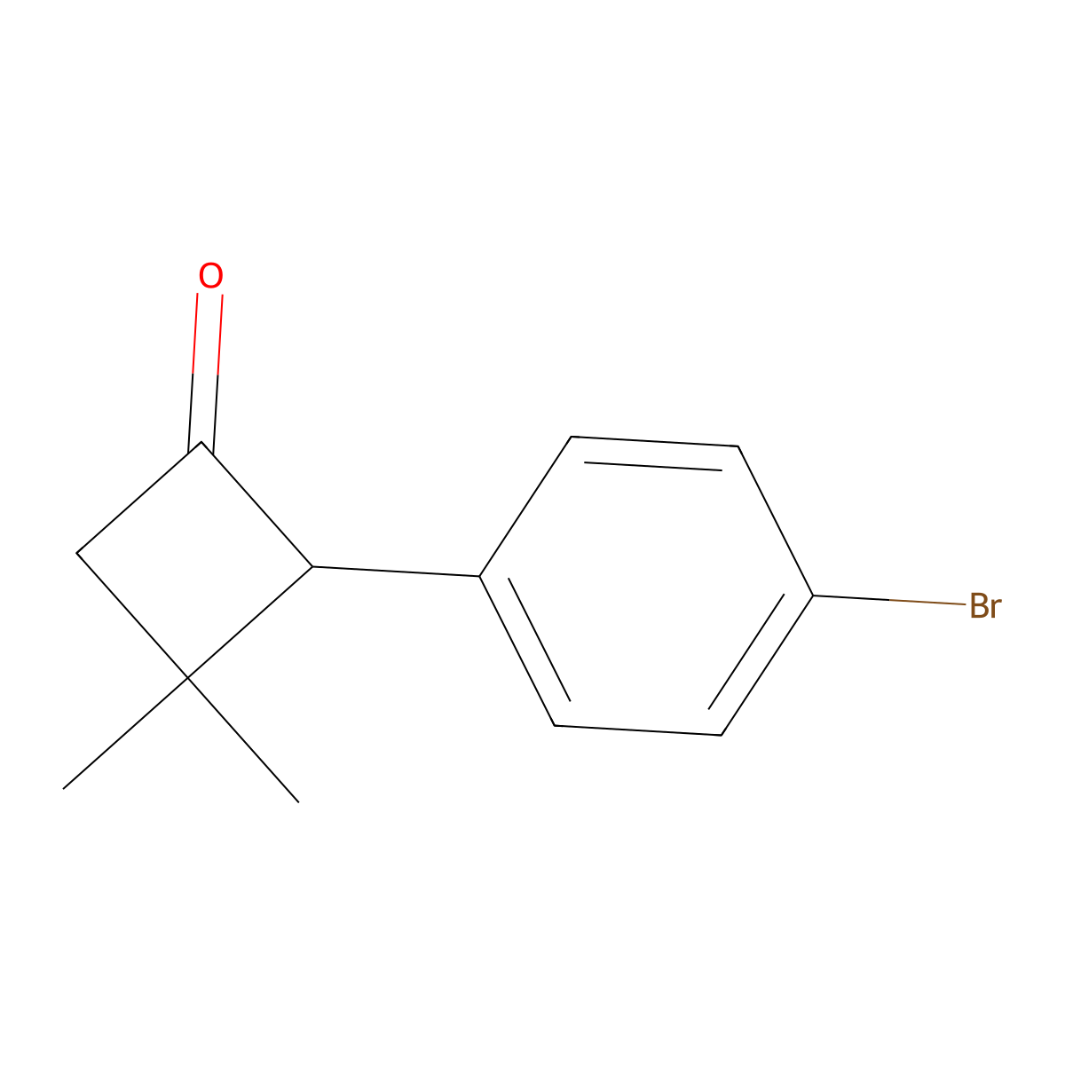 2-(4-Bromophenyl)-3,3-dimethylcyclobutan-1-one molecular structure, CAS 2613382-64-0
