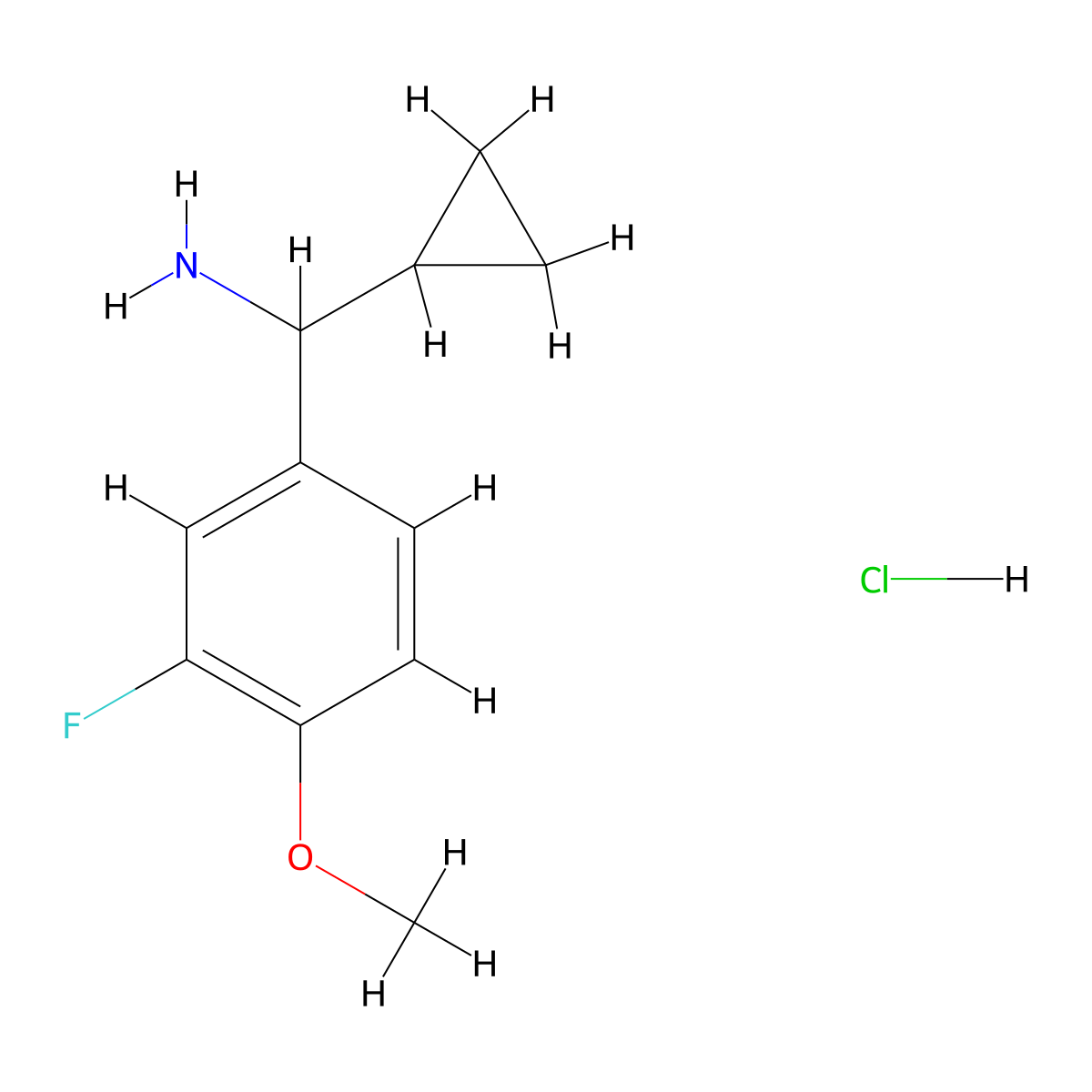 1-Cyclopropyl-1-(3-fluoro-4-methoxyphenyl)methanamine hydrochloride molecular structure, CAS 2613382-70-8