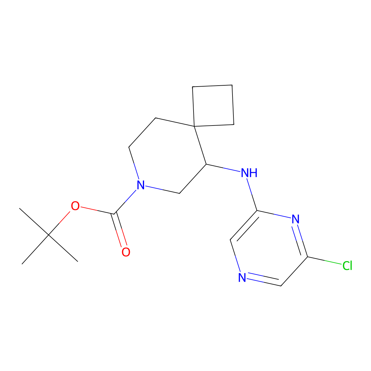 Tert-butyl 5-[(6-chloropyrazin-2-yl)amino]-7-azaspiro[3.5]nonane-7-carboxylate molecular structure, CAS 2613382-73-1
