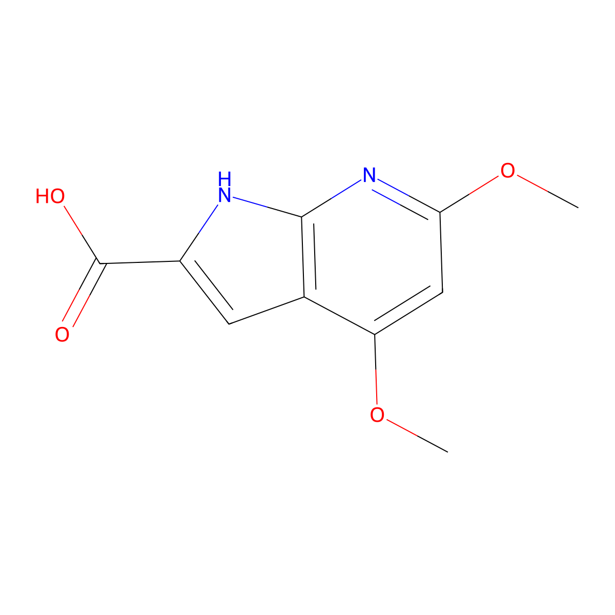 4,6-dimethoxy-1H-pyrrolo[2,3-b]pyridine-2-carboxylic acid molecular structure, CAS 2613382-77-5