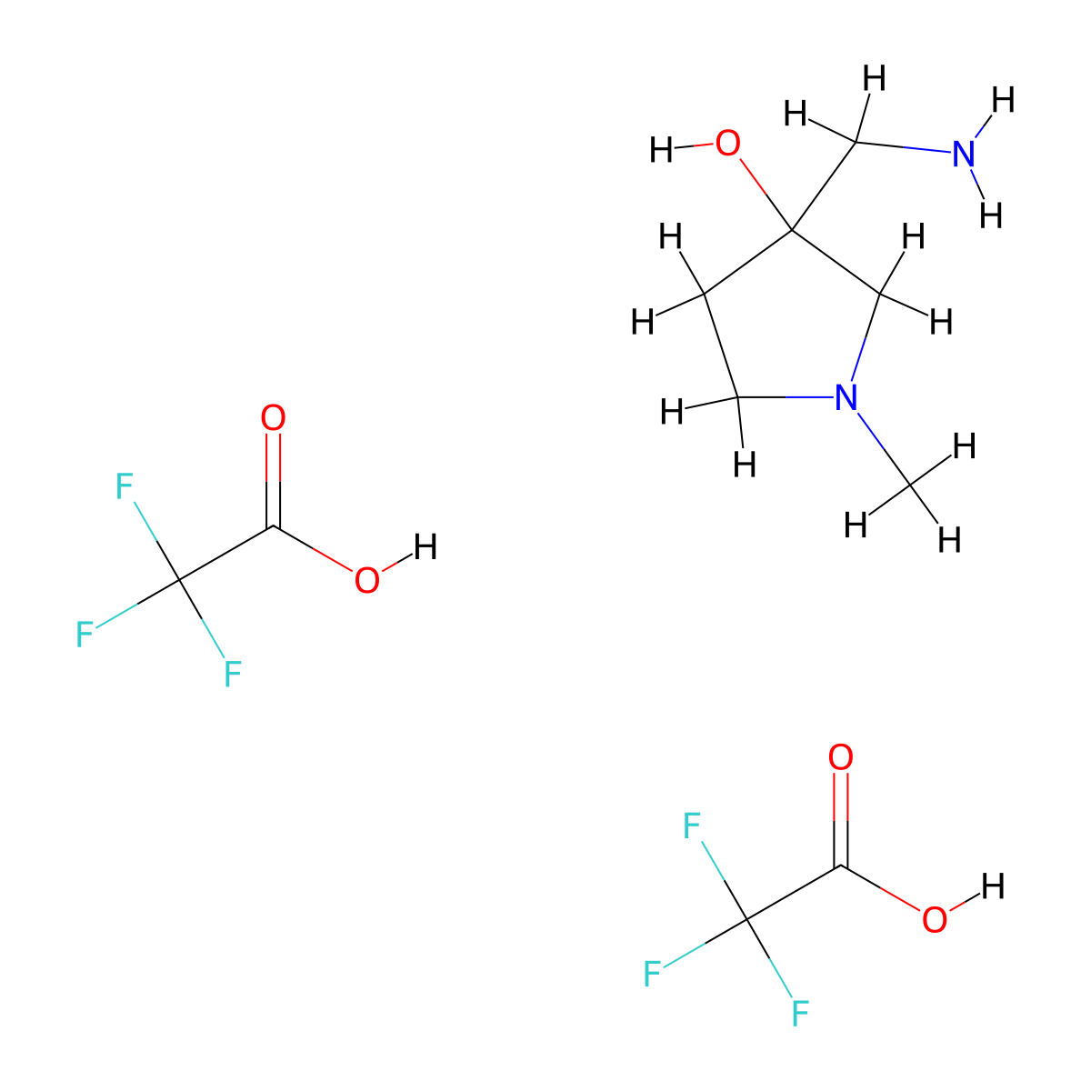 3-(Aminomethyl)-1-methylpyrrolidin-3-ol; bis(trifluoroacetic acid) molecular structure, CAS 2613382-78-6