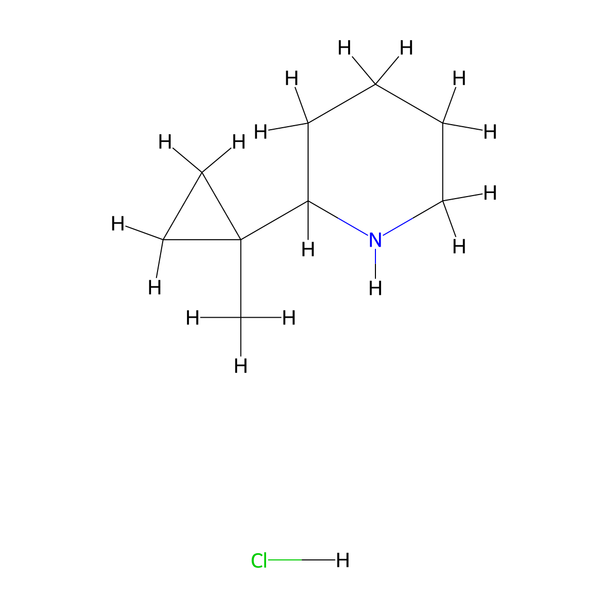 2-(1-Methylcyclopropyl)piperidine hydrochloride molecular structure, CAS 2613382-80-0