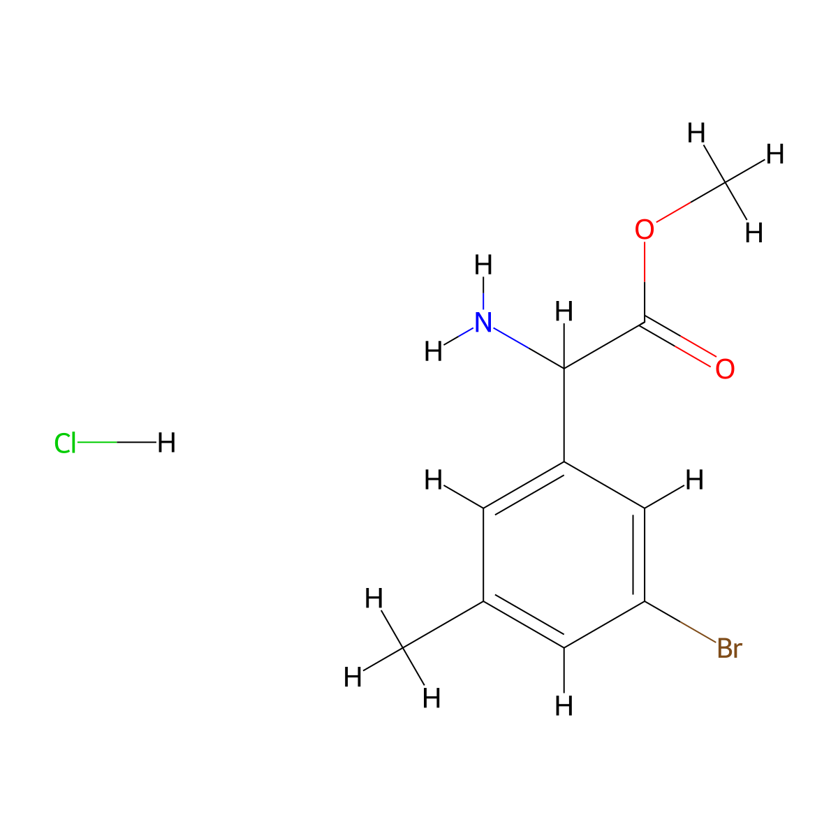 Methyl2-amino-2-(3-bromo-5-methylphenyl)acetatehydrochloride molecular structure, CAS 2613382-88-8