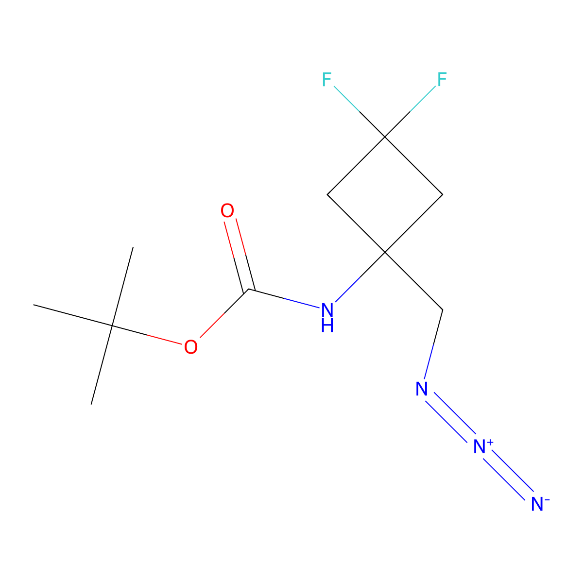 tert-butyl N-[1-(azidomethyl)-3,3-difluorocyclobutyl]carbamate molecular structure, CAS 2613382-90-2
