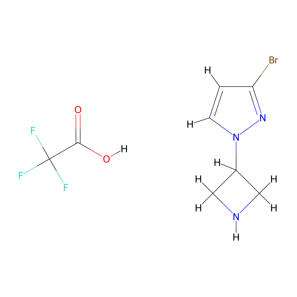 1-(azetidin-3-yl)-3-bromo-1H-pyrazole, trifluoroacetic acid molecular structure, CAS 2613382-94-6
