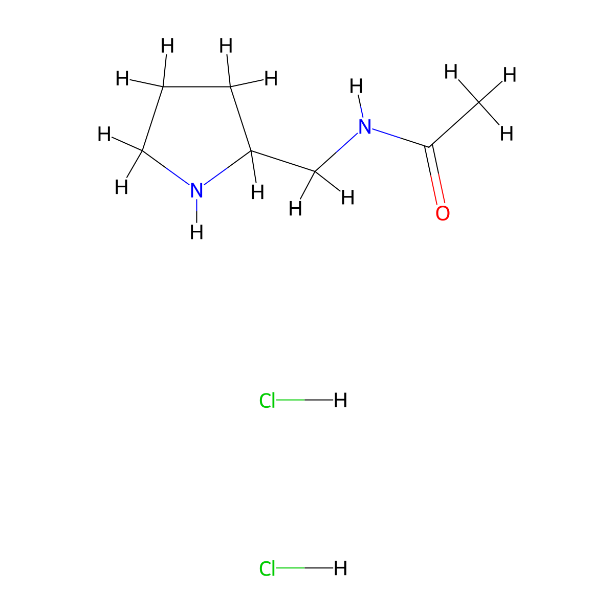 N-((pyrrolidin-2-yl)methyl)acetamide dihydrochloride molecular structure, CAS 2613383-01-8