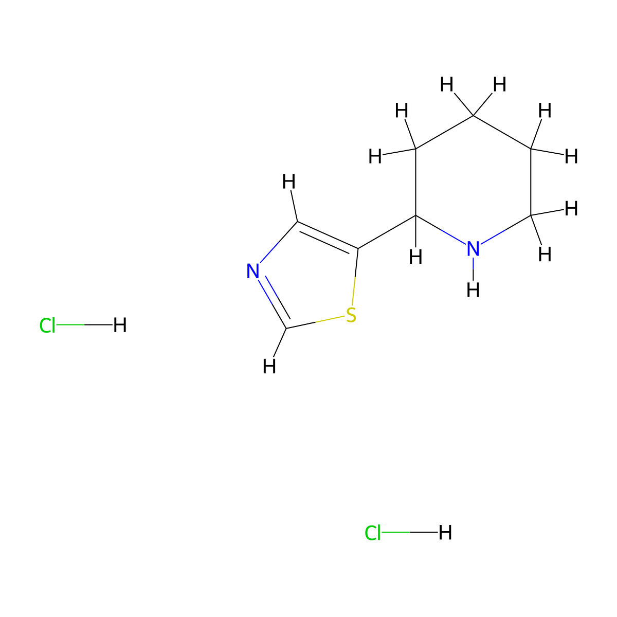 2-(1,3-Thiazol-5-yl)piperidine dihydrochloride molecular structure, CAS 2613383-02-9