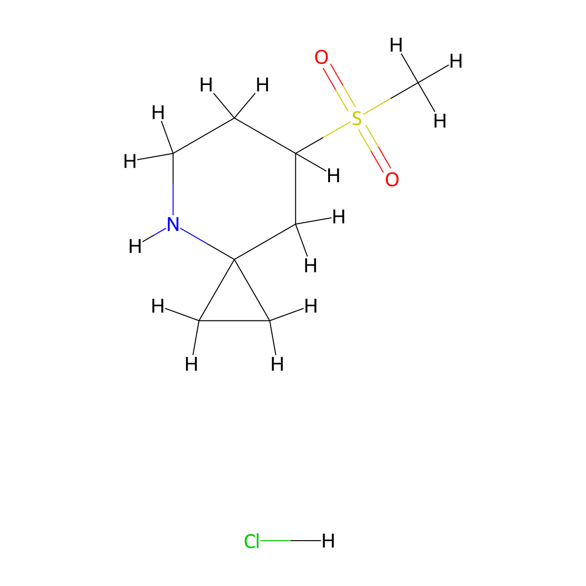 7-Methanesulfonyl-4-azaspiro[2.5]octane hydrochloride molecular structure, CAS 2613383-10-9