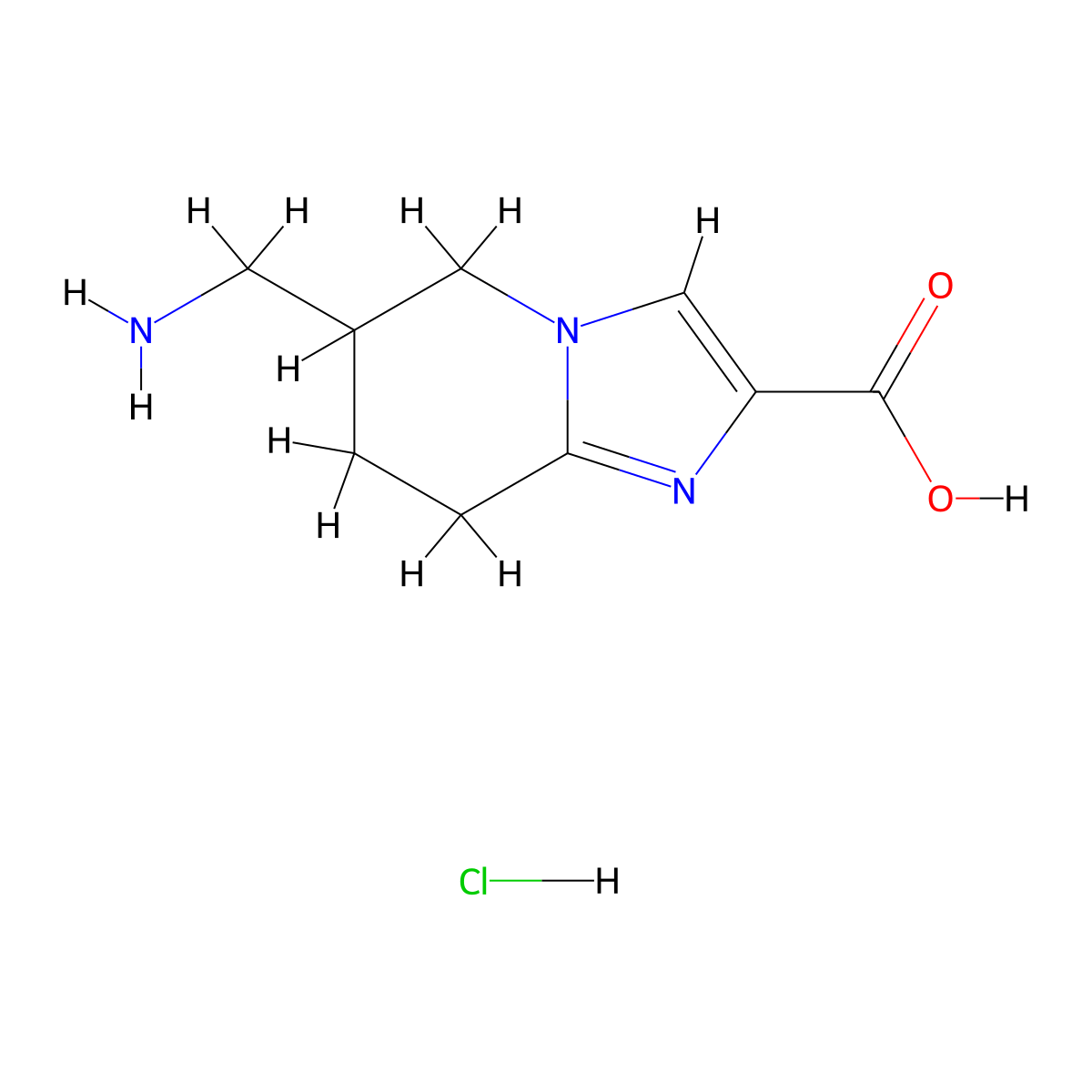6-(aminomethyl)-5H,6H,7H,8H-imidazo[1,2-a]pyridine-2-carboxylic acid hydrochloride molecular structure, CAS 2613383-12-1