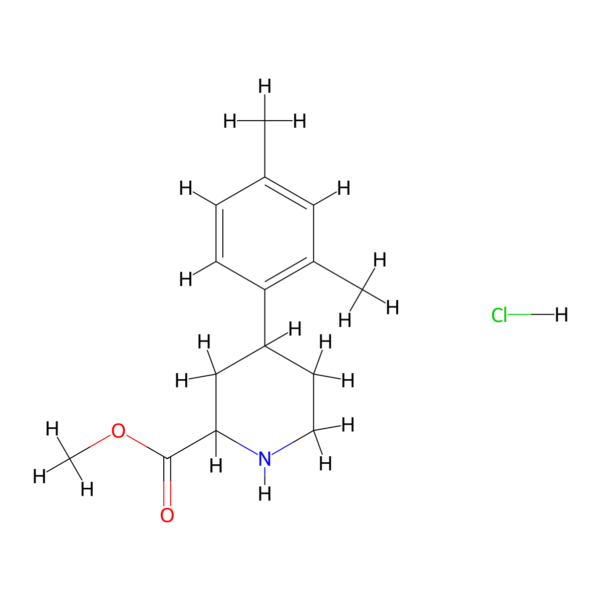 Methyl 4-(2,4-dimethylphenyl)piperidine-2-carboxylate hydrochloride molecular structure, CAS 2613383-23-4
