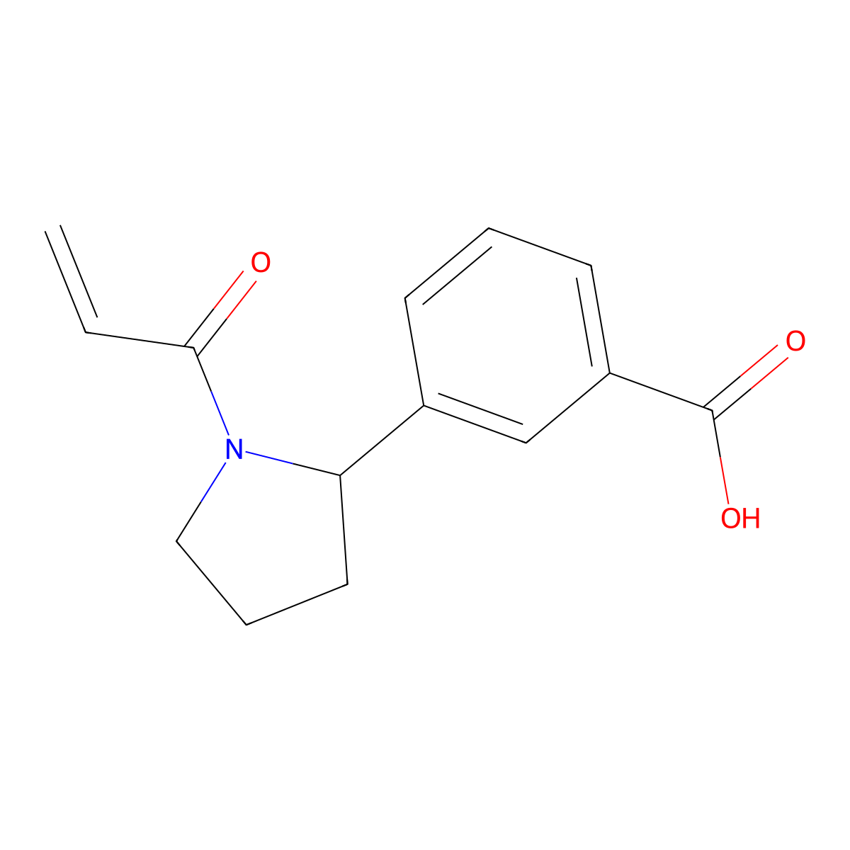 3-[1-(Prop-2-enoyl)pyrrolidin-2-yl]benzoic acid molecular structure, CAS 2613383-25-6