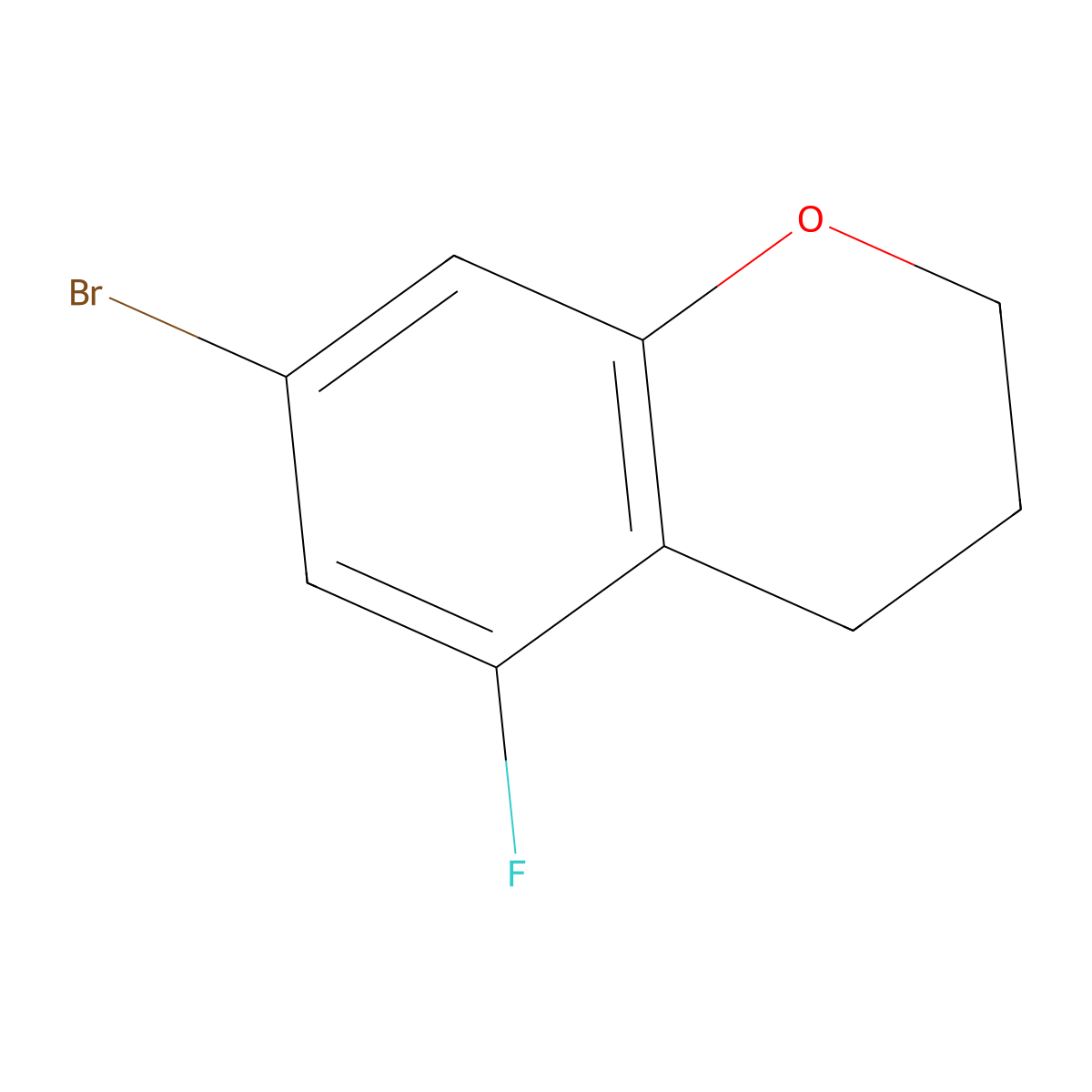7-bromo-5-fluoro-3,4-dihydro-2H-1-benzopyran molecular structure, CAS 2613383-26-7