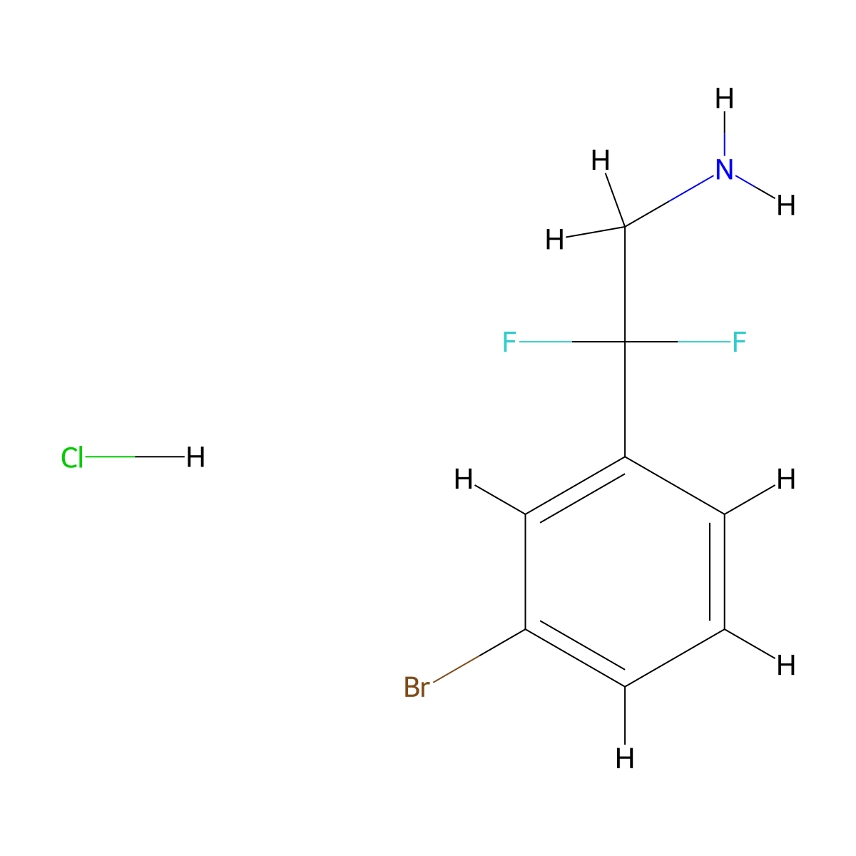 2-(3-Bromophenyl)-2,2-difluoroethan-1-amine hydrochloride molecular structure, CAS 2613383-36-9