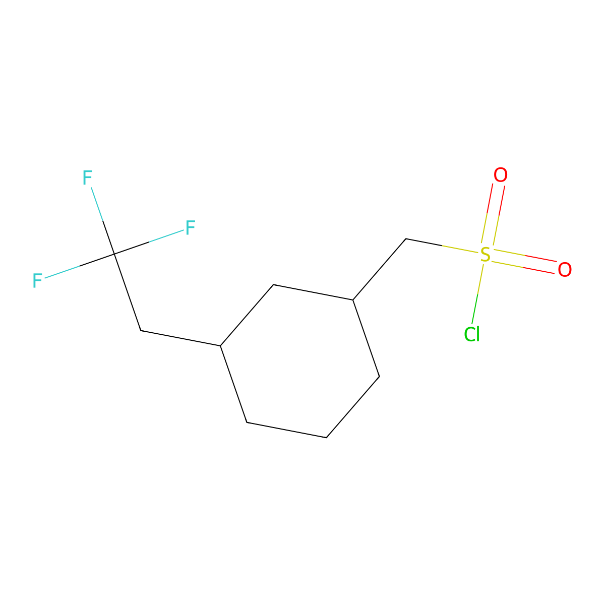 [3-(2,2,2-Trifluoroethyl)cyclohexyl]methanesulfonyl chloride molecular structure, CAS 2613383-37-0