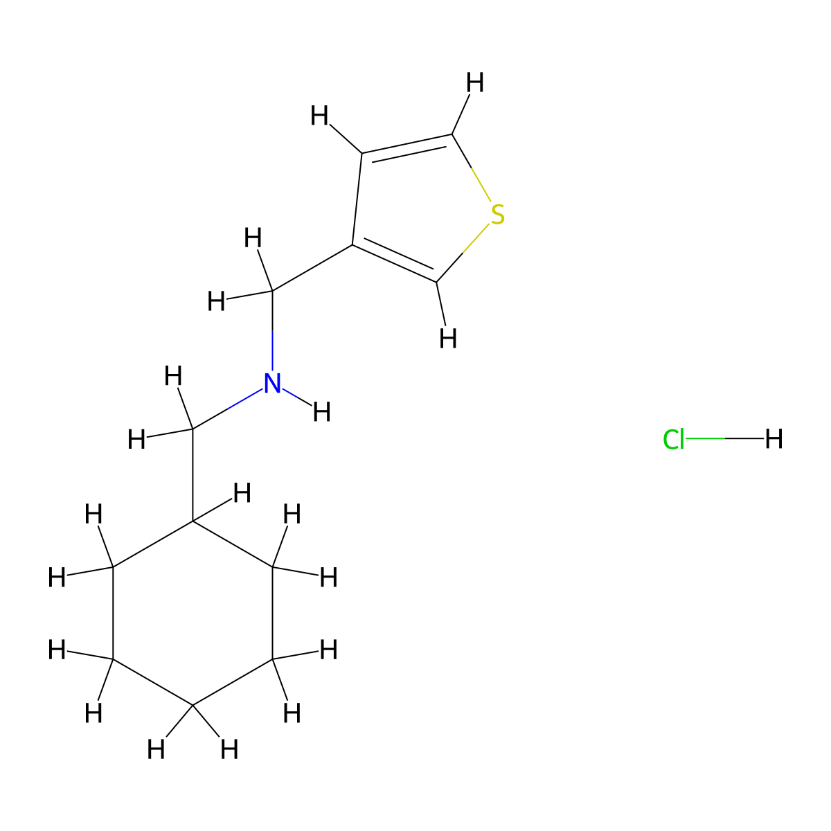 (Cyclohexylmethyl)[(thiophen-3-yl)methyl]aminehydrochloride molecular structure, CAS 2613383-40-5