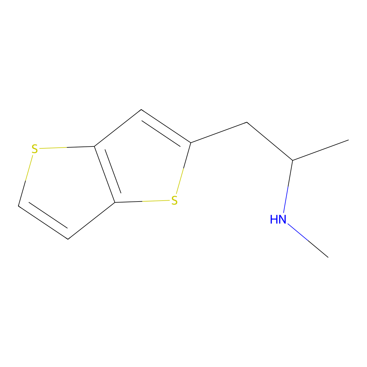 Methyl(1-{thieno[3,2-b]thiophen-2-yl}propan-2-yl)amine molecular structure, CAS 2613383-44-9