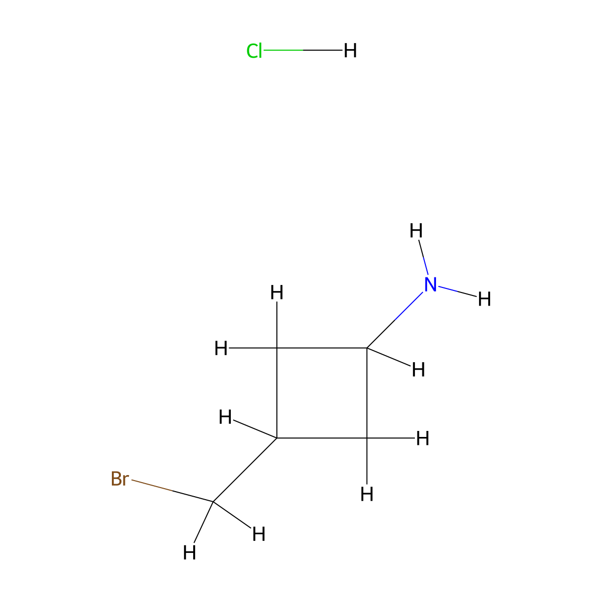 3-(Bromomethyl)cyclobutan-1-amine hydrochloride molecular structure, CAS 2613383-47-2