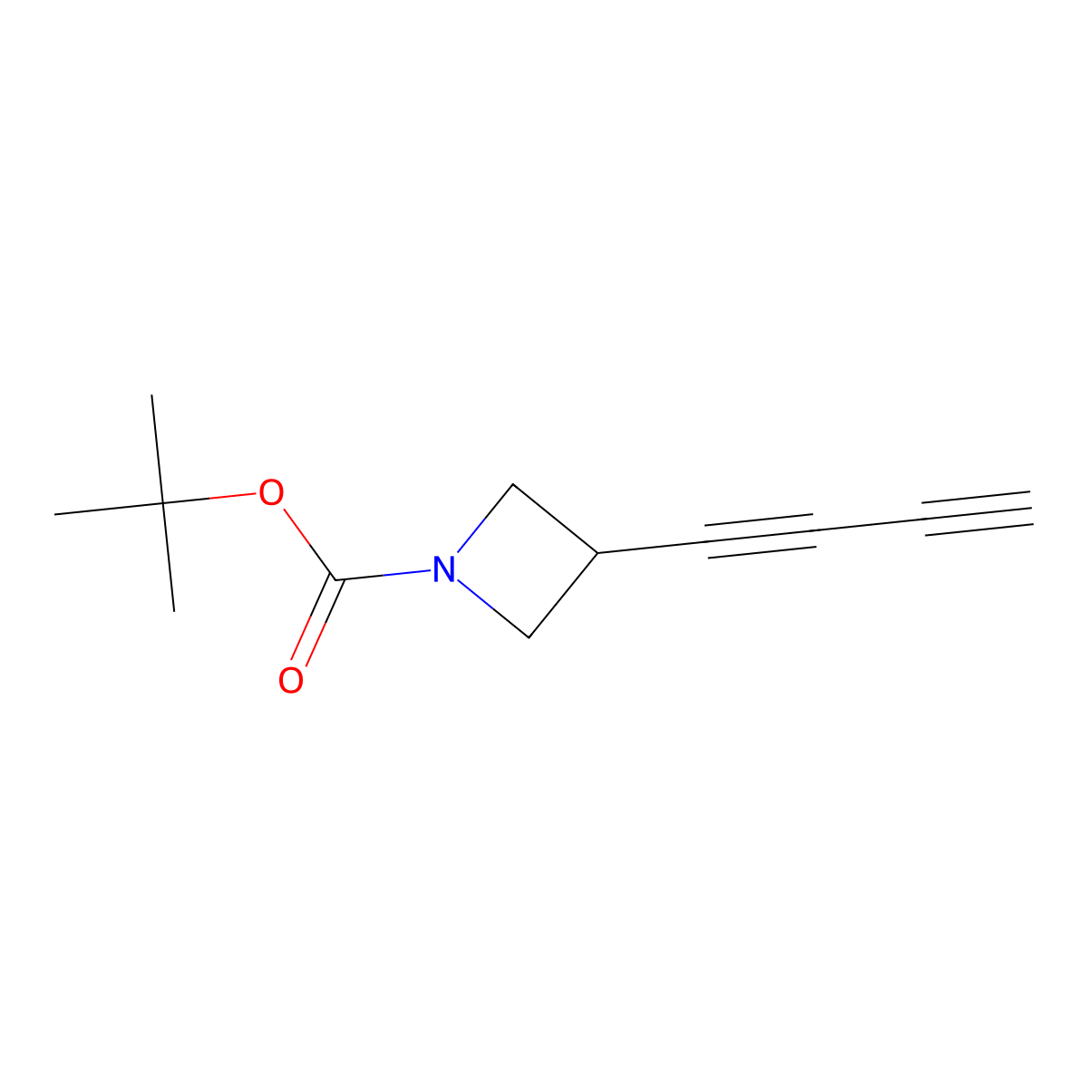 Tert-butyl 3-(buta-1,3-diyn-1-yl)azetidine-1-carboxylate molecular structure, CAS 2613383-49-4