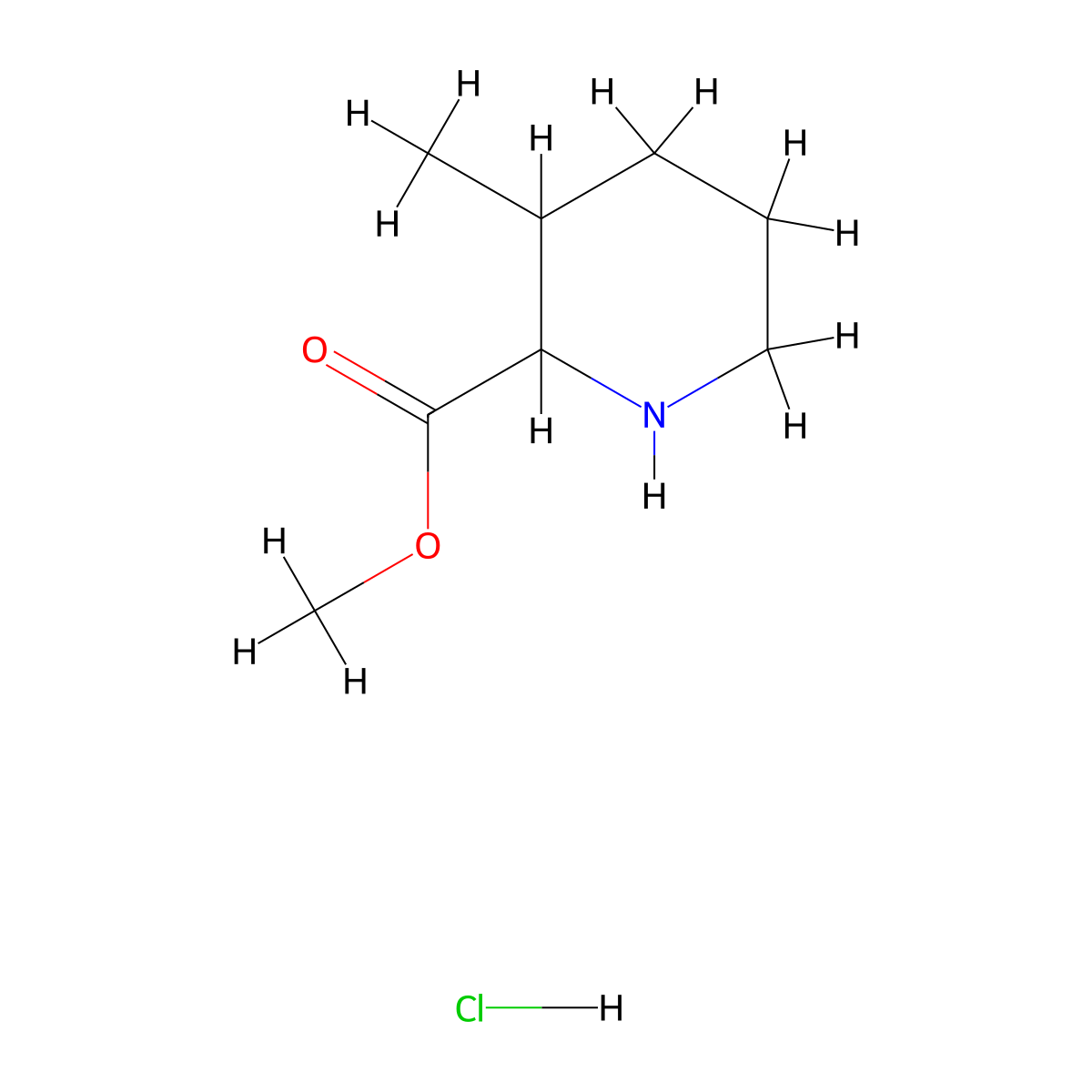 Methyl 3-methylpiperidine-2-carboxylate hydrochloride molecular structure, CAS 2613383-54-1