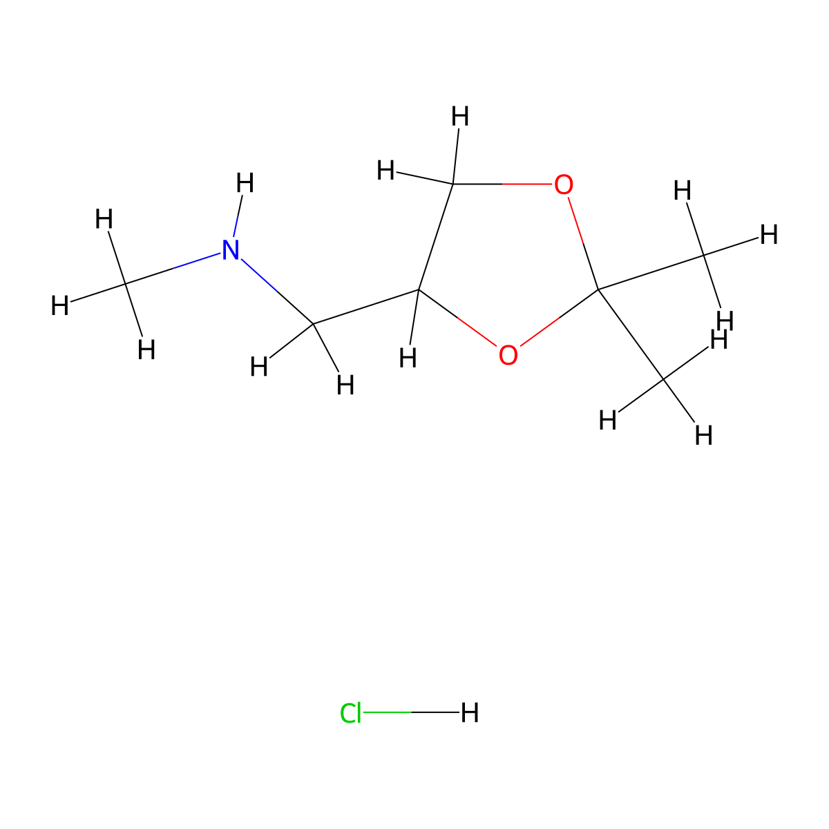 [(2,2-Dimethyl-1,3-dioxolan-4-yl)methyl](methyl)amine hydrochloride molecular structure, CAS 2613383-57-4
