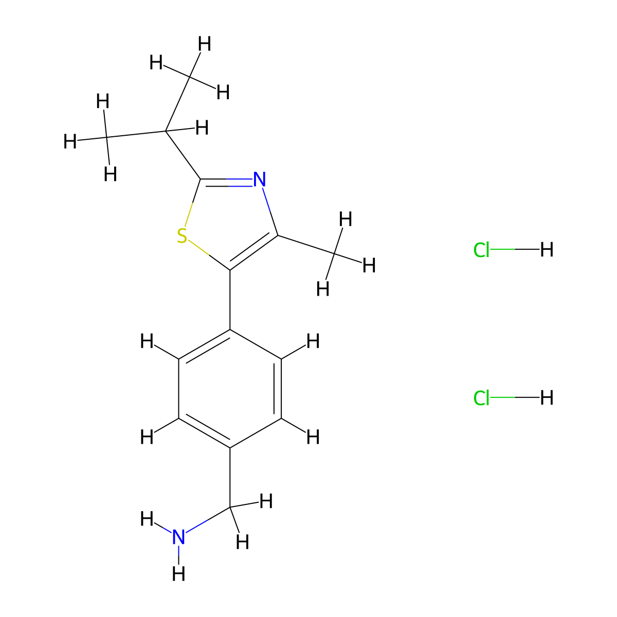 1-{4-[4-Methyl-2-(propan-2-yl)-1,3-thiazol-5-yl]phenyl}methanamine dihydrochloride molecular structure, CAS 2613383-60-9