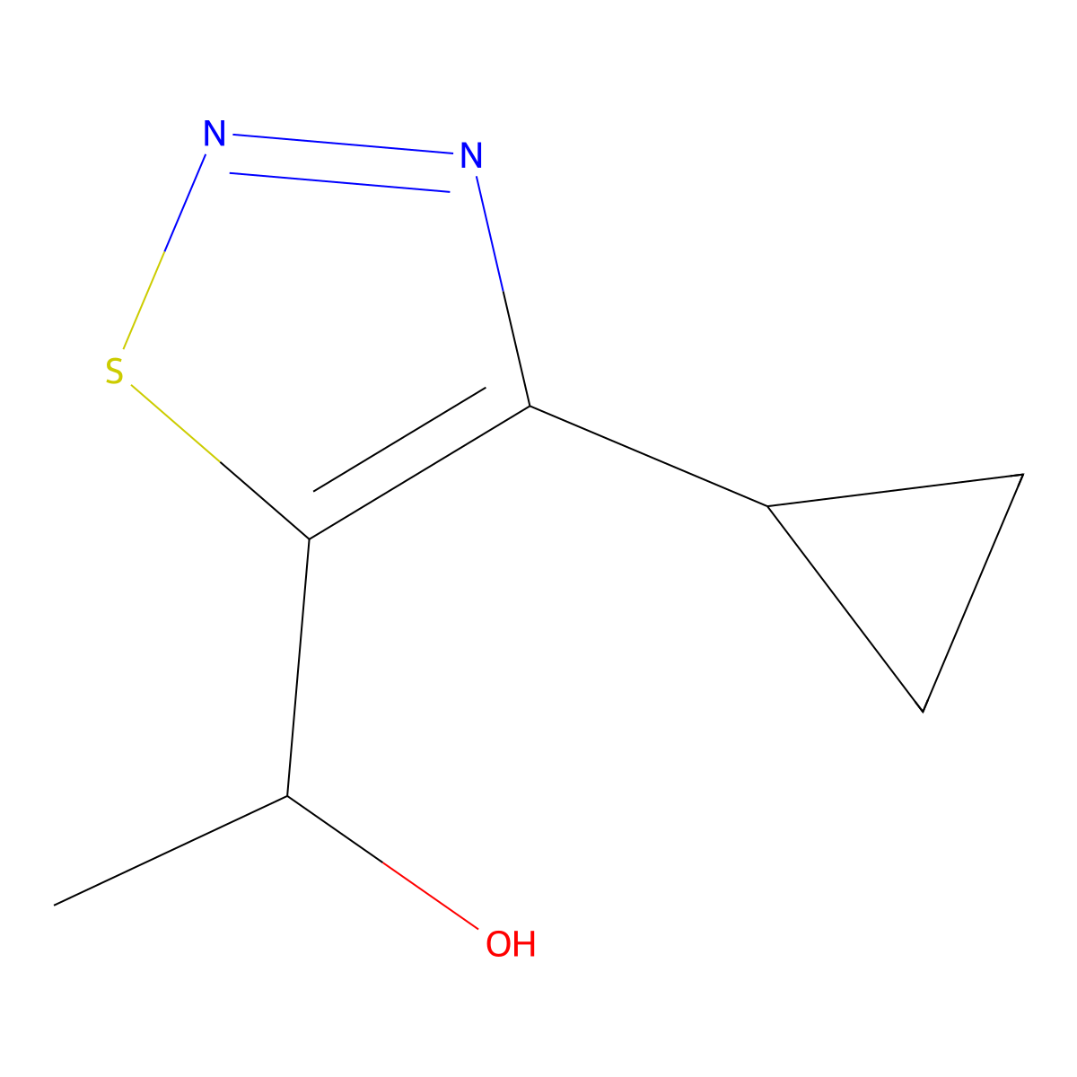 1-(4-Cyclopropyl-1,2,3-thiadiazol-5-yl)ethan-1-ol molecular structure, CAS 2613383-61-0