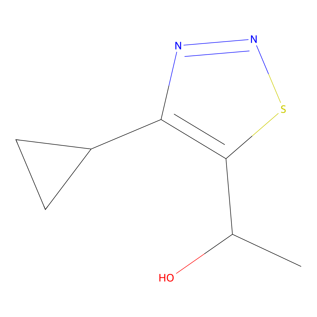 1-(4-Cyclopropyl-1,2,3-thiadiazol-5-yl)ethan-1-ol molecular structure, CAS 2613383-61-0