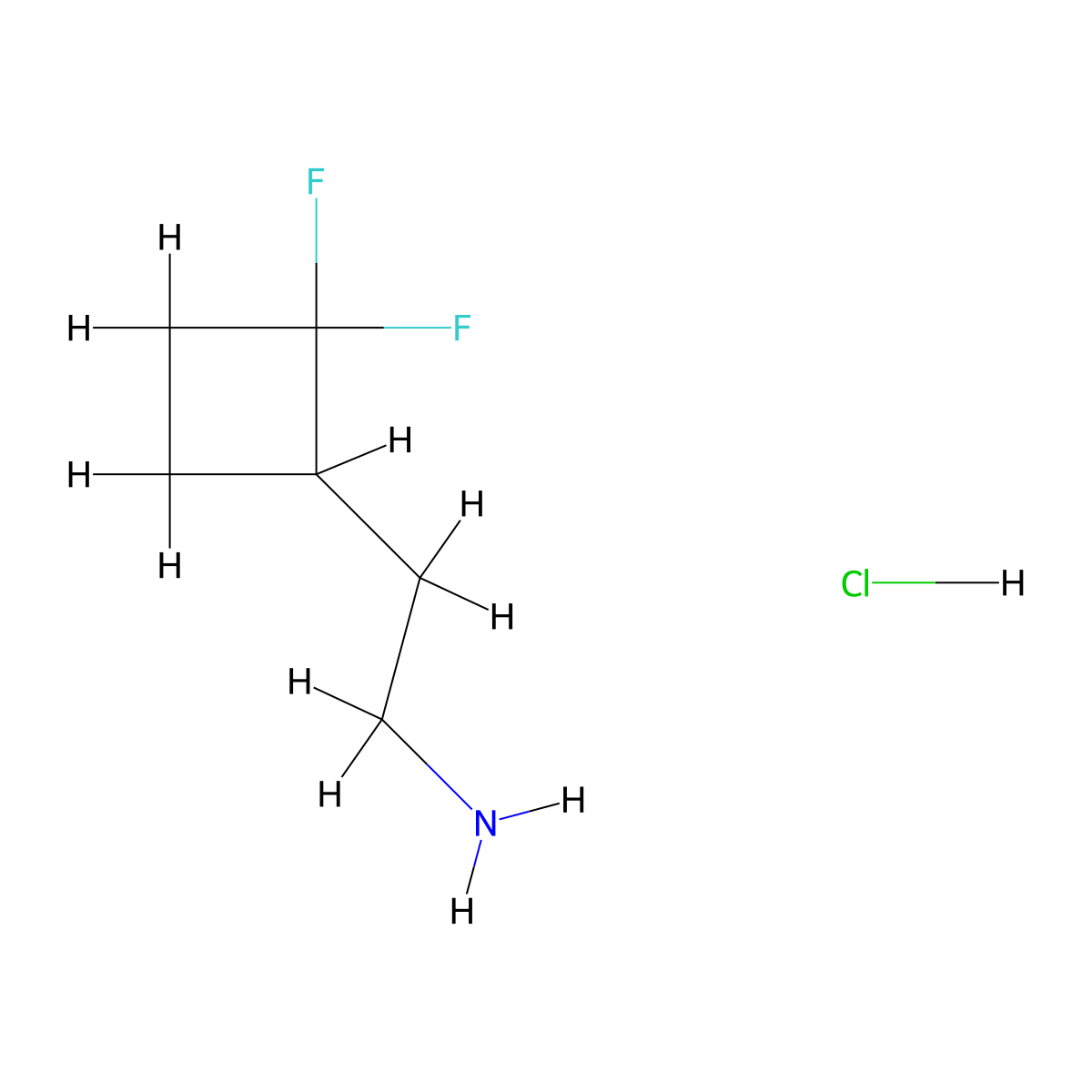 2-(2,2-Difluorocyclobutyl)ethan-1-amine hydrochloride molecular structure, CAS 2613383-65-4
