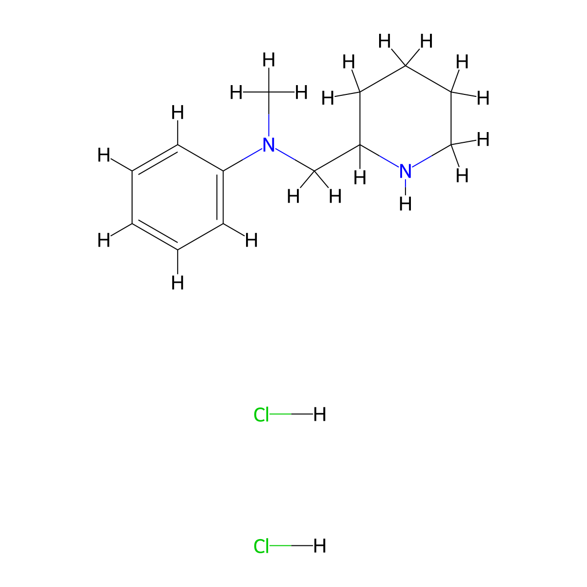 N-methyl-N-((piperidin-2-yl)methyl)aniline dihydrochloride molecular structure, CAS 2613383-70-1