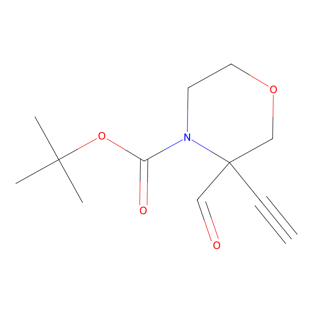 Tert-butyl3-ethynyl-3-formylmorpholine-4-carboxylate molecular structure, CAS 2613383-76-7