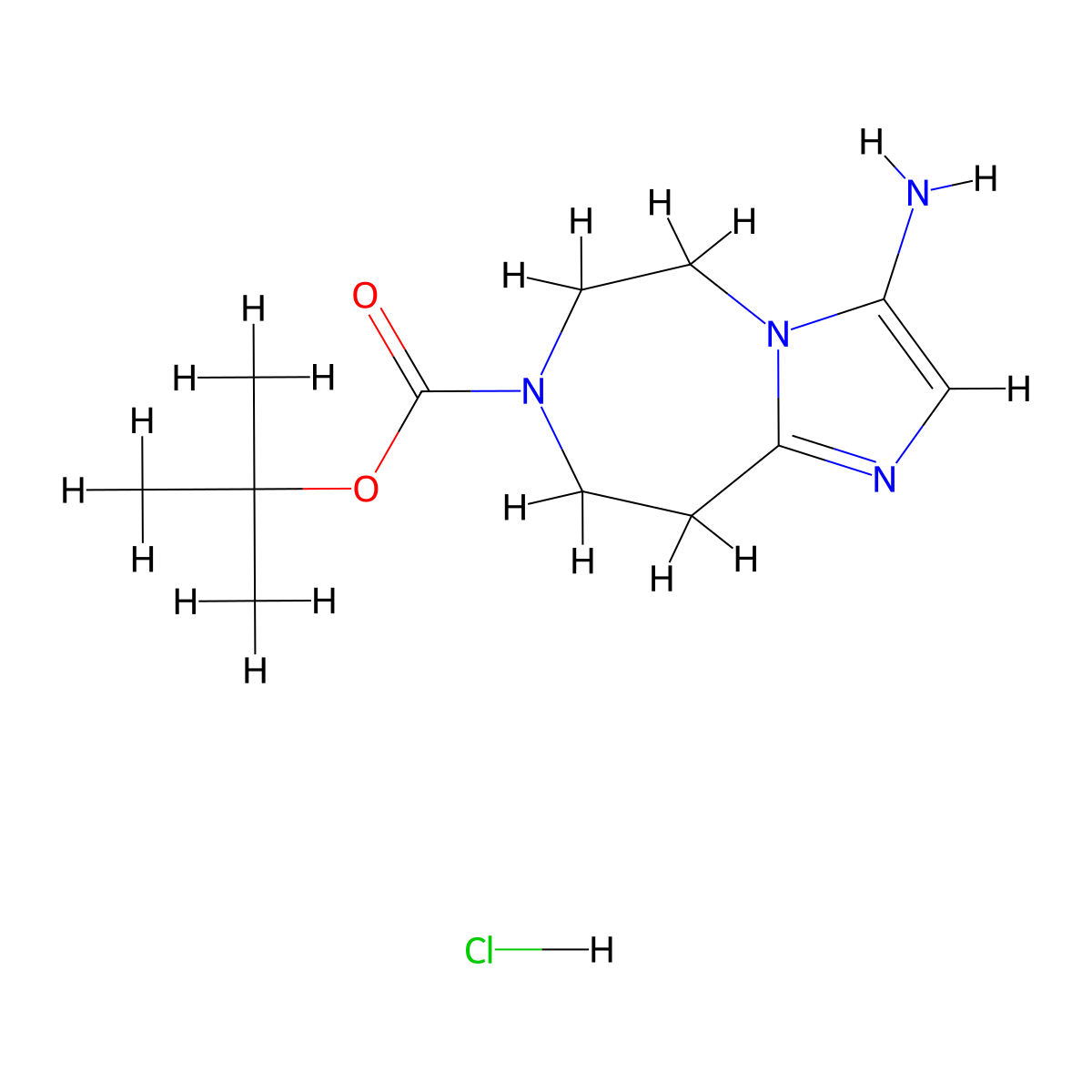 tert-butyl 3-amino-5H,6H,7H,8H,9H-imidazo[1,2-d][1,4]diazepine-7-carboxylate hydrochloride molecular structure, CAS 2613383-79-0