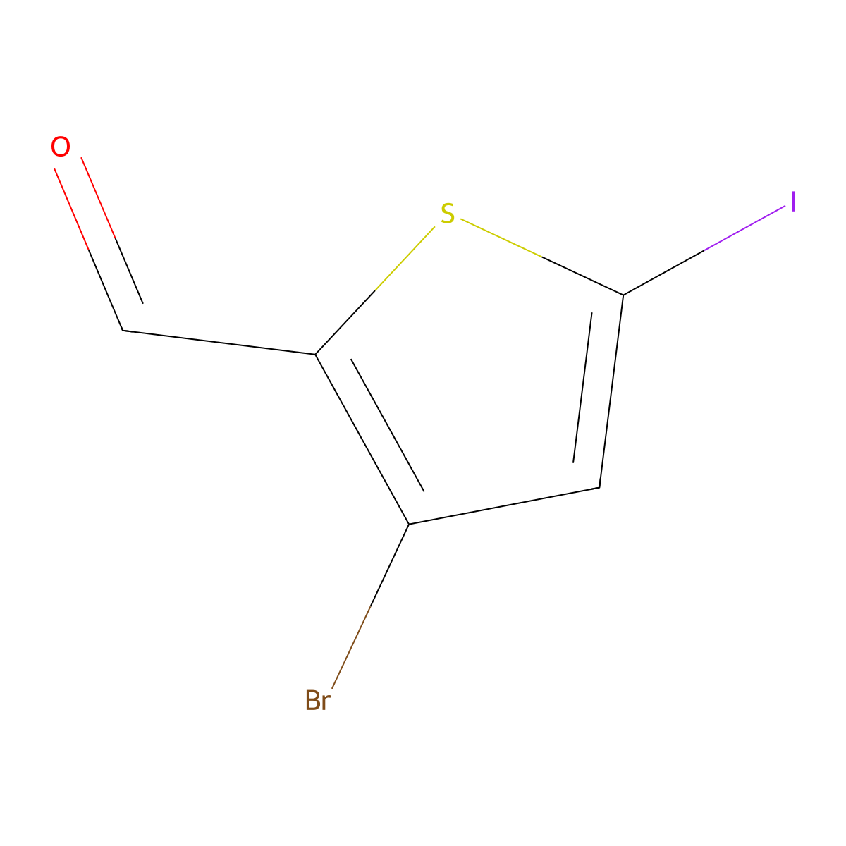 3-Bromo-5-iodothiophene-2-carbaldehyde molecular structure, CAS 2613383-81-4